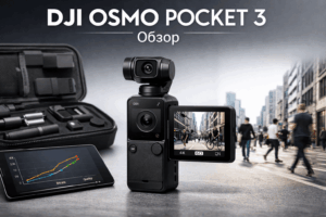 Компактная камера DJI Osmo Pocket 3 с поворотным экраном, пример съёмки и аксессуары