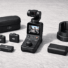 DJI Osmo Pocket 3 Creator Combo с комплектом аксессуаров: микрофон, аккумулятор, чехол и док-станция.